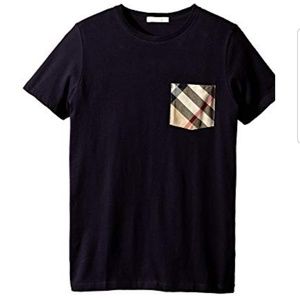 Boys Navy Burberey check pocket tee size 7